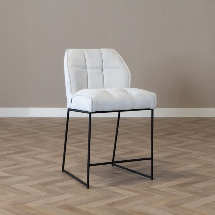 Tabouret de bar scandinave Jelle - Livin24 - Blanc - Tissu mélange - Métal - 70 cm de hauteur dassise