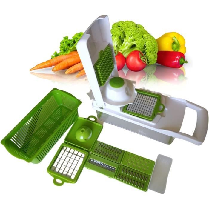 Mandoline Multifonction Ernesto 8-en-1 - Coupe, Râpe, Émince - Vert
