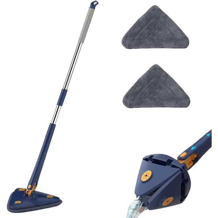 Balai Triangulaire Rotatif 360° - Manche Extensible Jusqu'à 215cm - Microfibre Et Chenille - Pour Sols, Murs, Fenêtres