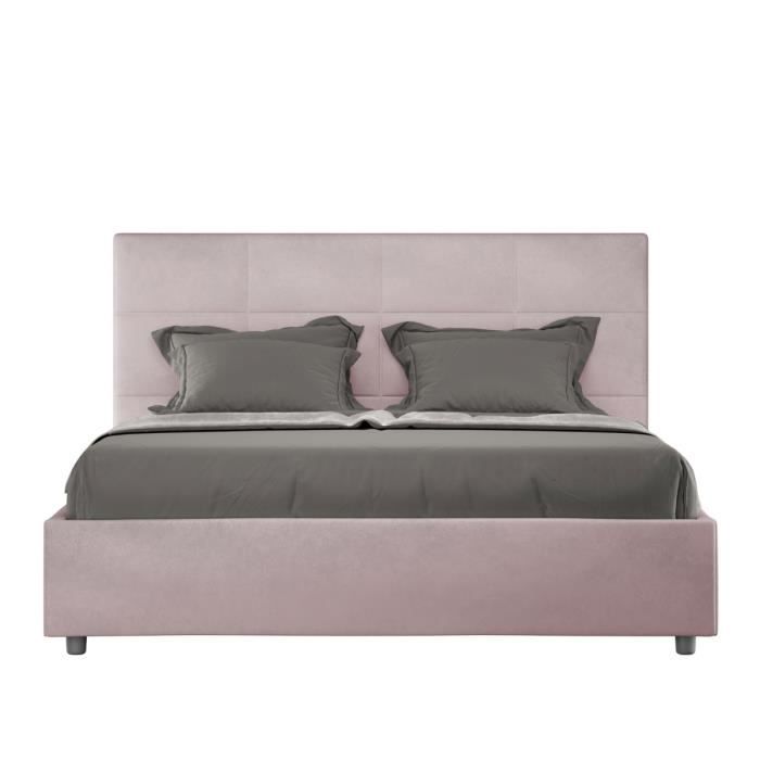 Lit coffre rembourré - MIKA - Mika - 160x190 cm - Microfibre lilas - 2 places - Tête de lit matelassée Lit coffre rembourré - MIKA - Mika - 160x190 cm - Microfibre lilas - 2 places - Tête de lit matelassée