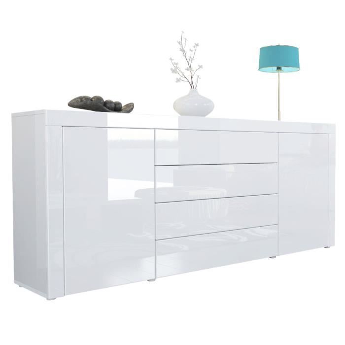 Vladon Buffet commode La Paz en Blanc haute brillance - Blanc haute brillance - Blanc haute brillance