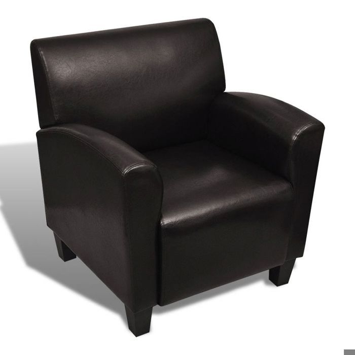 Fauteuil chaise siège lounge design club sofa salon cuir synthétique marron foncé 1102043/3
