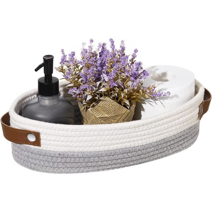 Boîte de rangement en rotin tissé à la main pour table basse, organiseur de bureau pour