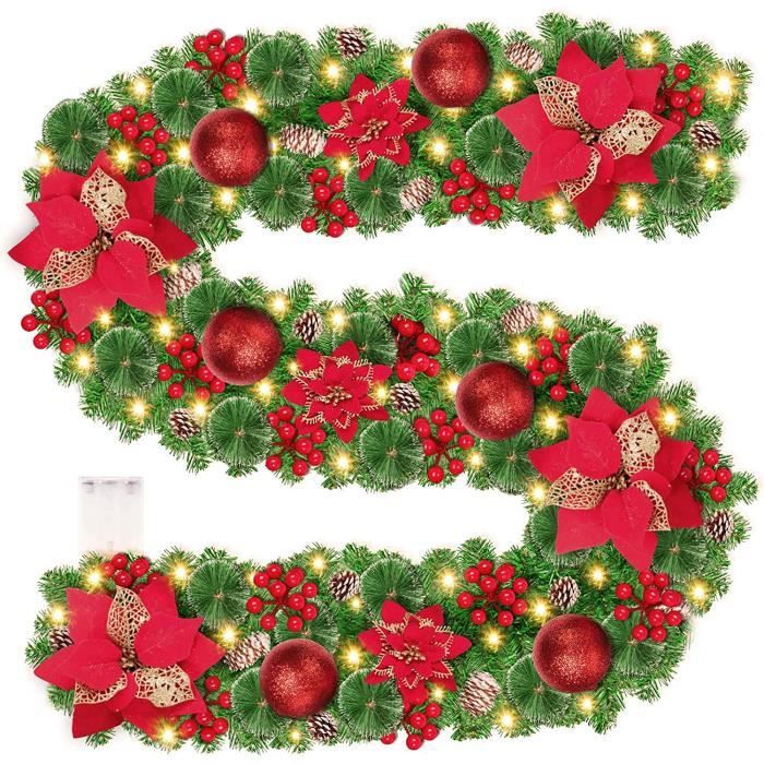 Guirlande De Noël Lumineuse à LED – 5 Mètres, 30 Nœuds Rouges, 8 Modes, Pour Sapin, Porte, Escalier - 6