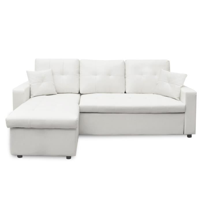 INTENSEDECO Canap&eacute; d'angle Convertible Cuero Blanc