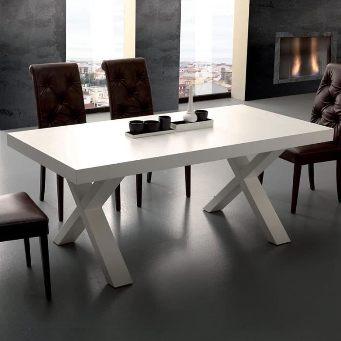 Table à manger extensible design blanc LENA 160 cm - Cdiscount Maison