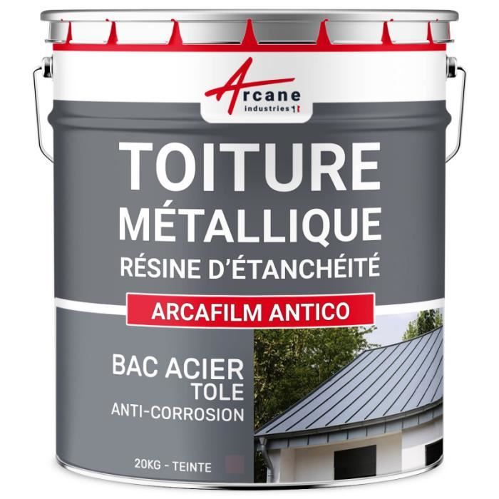 Produit d'étanchéité toiture métallique bac acier peinture tôle bardage rouille ARCAFILM ANTICO Gris orage - 20 Kg