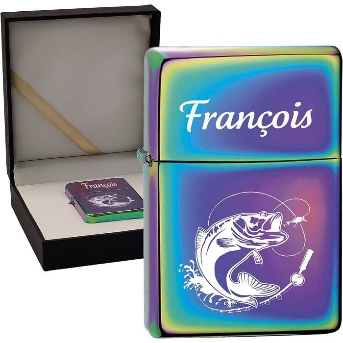 Briquet Tempête Personnalisable Avec Nom - Flamme Bleue Réglable, Métal - Cadeau Luxe Homme Pour Fête Des Pères, Anniversaire