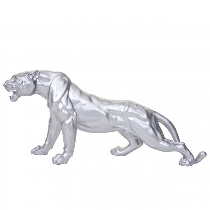 Mendler Deko Figur Leopard, 59 Cm, Polyresin Skulptur In Hochglanz-Weiß – Für Innen & Außen