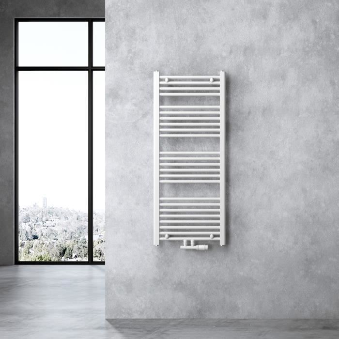 Radiateur de salle de bain SOGOOD - 120x50cm - Blanc - Vertical - Chauffage à eau chaude