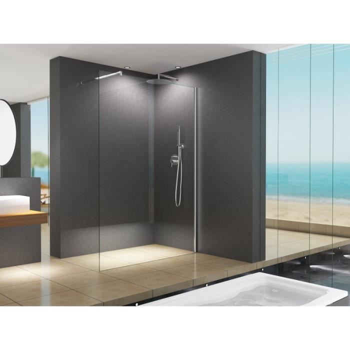 BuyLando 110x200 cm // 10 mm Paroi de douche verre de s/écurit/é en verre transparent salle de bain. LILY