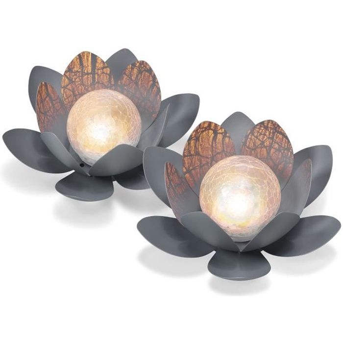 Lot de 2 fleurs de lotus solaire lampe solaire de jardin blanc chaud esotec 102087 Lot de 2 fleurs de lotus solaire lampe solaire de jardin blanc chaud esotec 102087