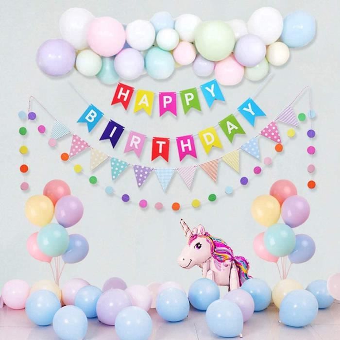 Anniversaire Decoration Ballon Licorne Happy Birthday Macaron Kit Guirlande Ballon Couleur Joyeux Anniversaire Kit Rose Mignon Lico Cdiscount Maison