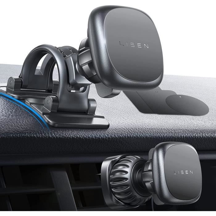 Support Magnétique Voiture LISEN 2024 – 6 Aimants Puissants, Clip Ventouse – Noir