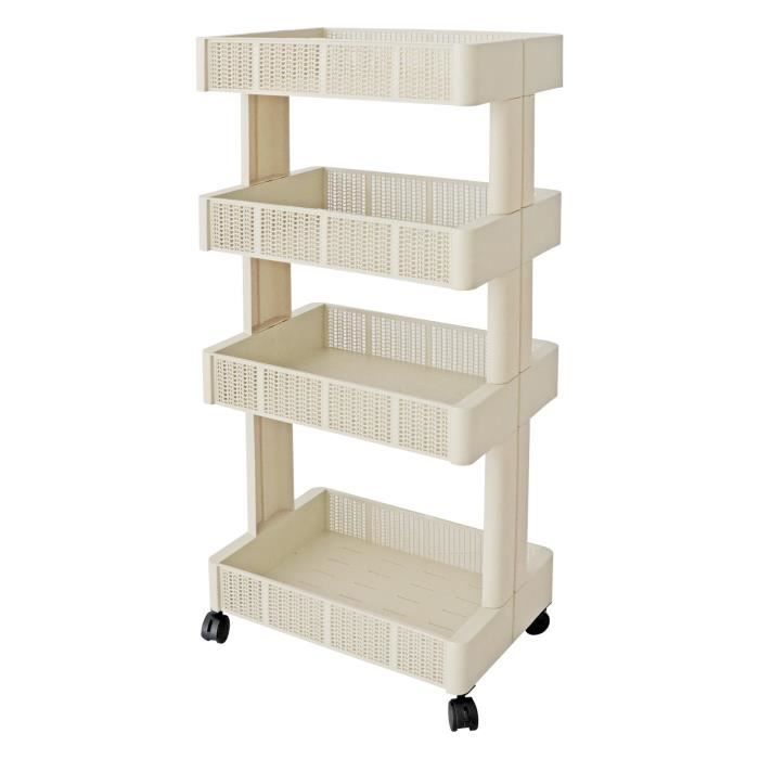 Desserte de salle de bain - Sotufab - Chariot Rack 4 étages grège - Plastique - Rangement