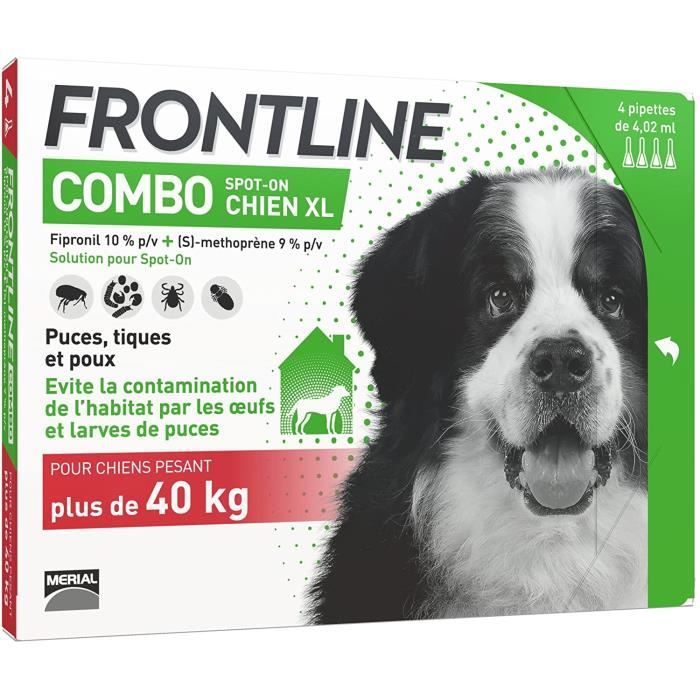 Meilleurs prix pour Frontline Combo Chien - Anti-Puces Et Anti-Tiques Pour Chien - Plus De 40kg - 4 Pipettes