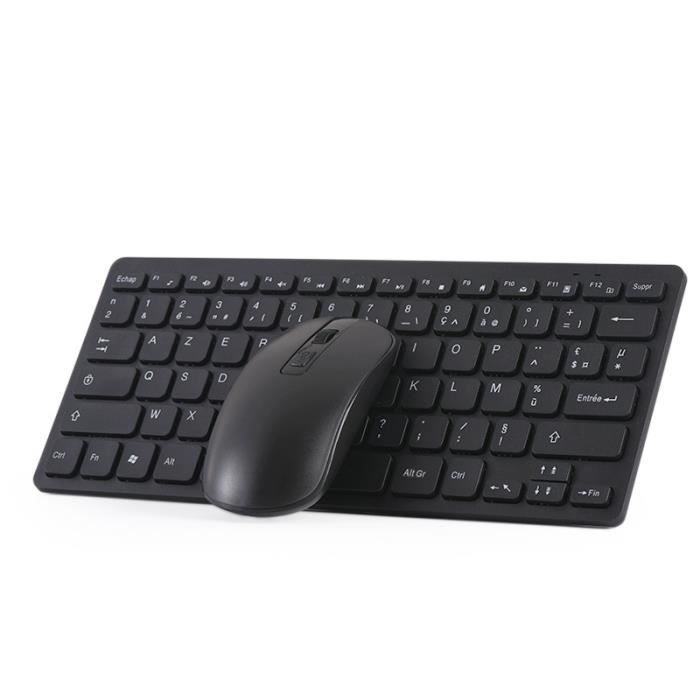 Clavier français Combo Clavier et Souris sans Fil pour Windows Clavier AZERTY Français – Noir