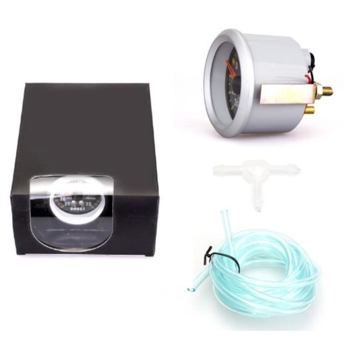 Turbo Boost Meter DC12V, 2.5 pouces 60mm 3.0 Bar LED Turbo Boost Gauge Meter Pointer