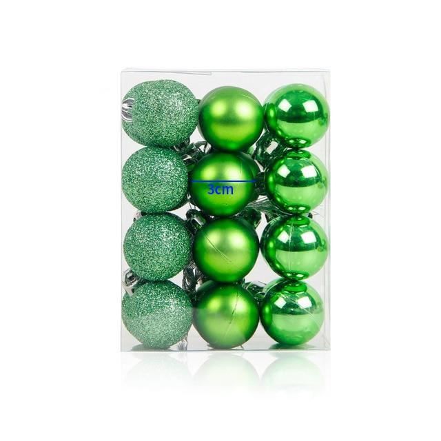 Vert Boule de sapin de noël 2023, ensemble de 24 pièces, 3cm, pendentif