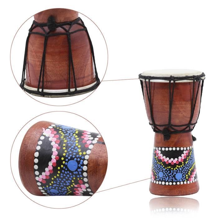 4 pouces Tambour africain en bois Djembe Bongo Tambour à main