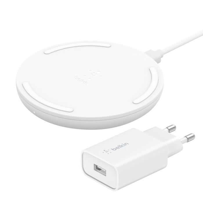 Chargeur Sans Fil QI 10W avec Chargeur Secteur + Câble Quick Charge Belkin  Blanc - Cdiscount Téléphonie