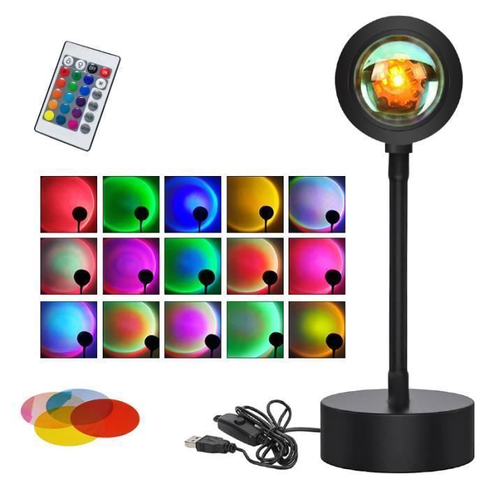 QUIGO Lampe Coucher De Soleil Rotative 360° – Veilleuse Projecteur LED Ambiance Romantique, Idéal Chambre & Décoration