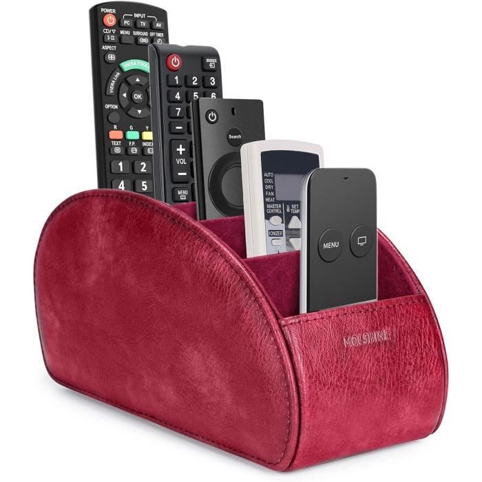 Range Télécommandes Bureau Support Télécommandes 4 Compartiments En Cuir - Organisateur Table De Chevet Bureau Range Télécommandes TV