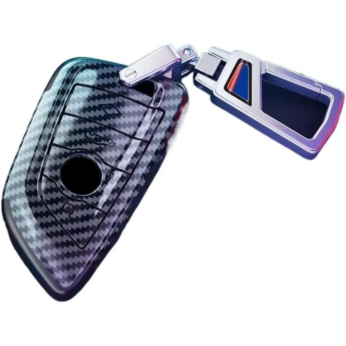 Étui Rigide Pour Clé BMW Style Carbone Rouge - Coque Métal Avec Protection Silicone