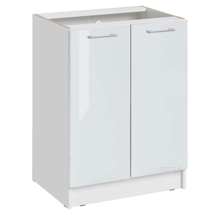 Meuble bas de cuisine Eco Blanc Brillant 2 portes L 60 cm - Cuisineandcie