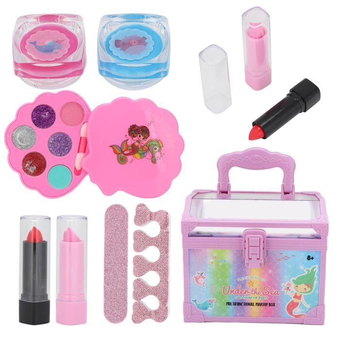 Kit De Maquillage Jouet Pour Filles 3-8 Ans - Licorne, Sac à Main Inclus - Fard, Rouge à Lèvres, Vernis, Faux Produits