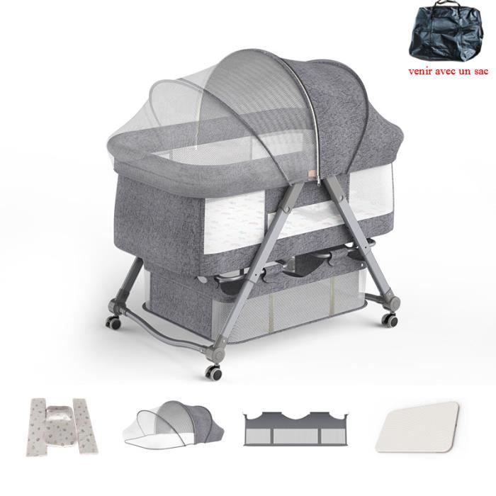 Berceau Bebe Pliable Reglable En Hauteur Avec Matelas Et Moustiquaire Lit De Bebe 0 24 Mois 93x58x39cm Gris Cdiscount Puericulture Eveil Bebe