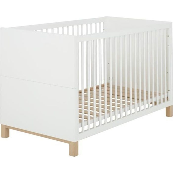 Lit Bebe 70x140 Moderne L 74 H 84 P 145 Decor Blanc Celeste Cdiscount Puericulture Eveil Bebe