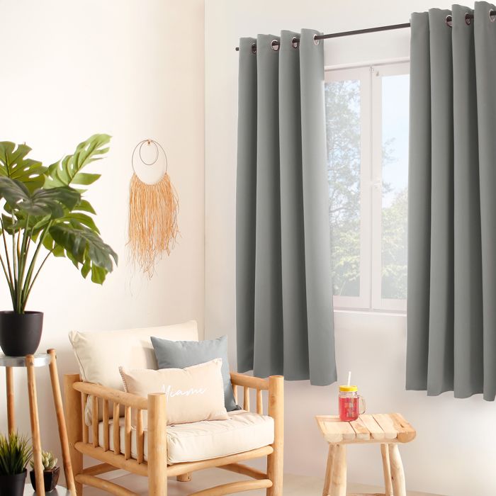 Rideau thermique en microfibre doublée Gris clair 135x180 cm