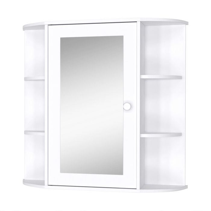 armoire murale salle de bain - homcom - blanc - placard de rangement et miroir