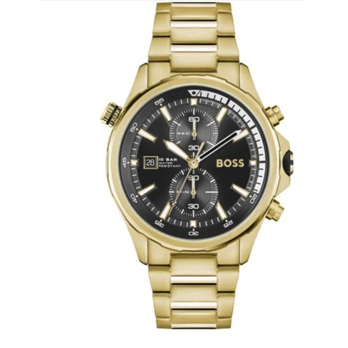 Montre Homme Hugo Boss Chronographe Globetrotter 1513932 Couleur Or Cadran Noir Montre Homme Hugo Boss Chronographe Globetrotter 1513932 Couleur Or Cadran Noir