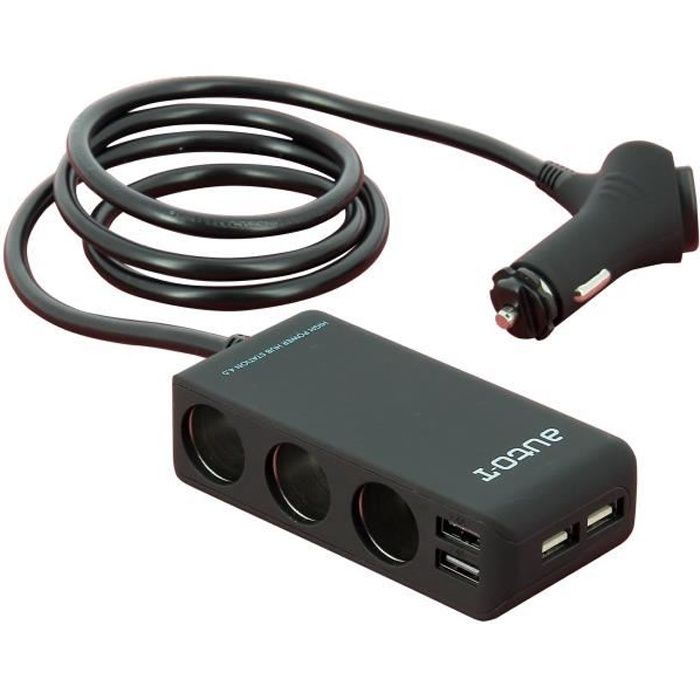 HTWG-3 Prises Multiprise Allume Cigare + 4 Ports USB Chargeur de Voiture  QC3.0 Charge Rapide 180W 12V-24V 3.6A Affichage LED p[458] - Cdiscount Auto