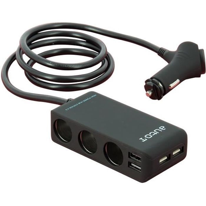 AUTO-T Multiprise 12/24V + 4USB. Forte puissance 6,8A