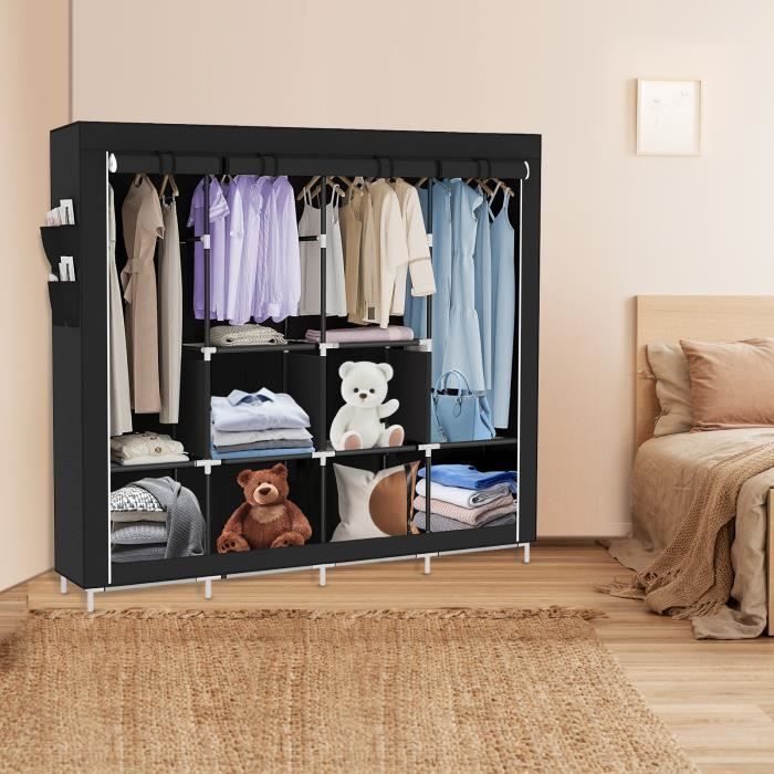 Armoire en nontissé noir avec 6 compartiments GOLDCMN PENDERIE
