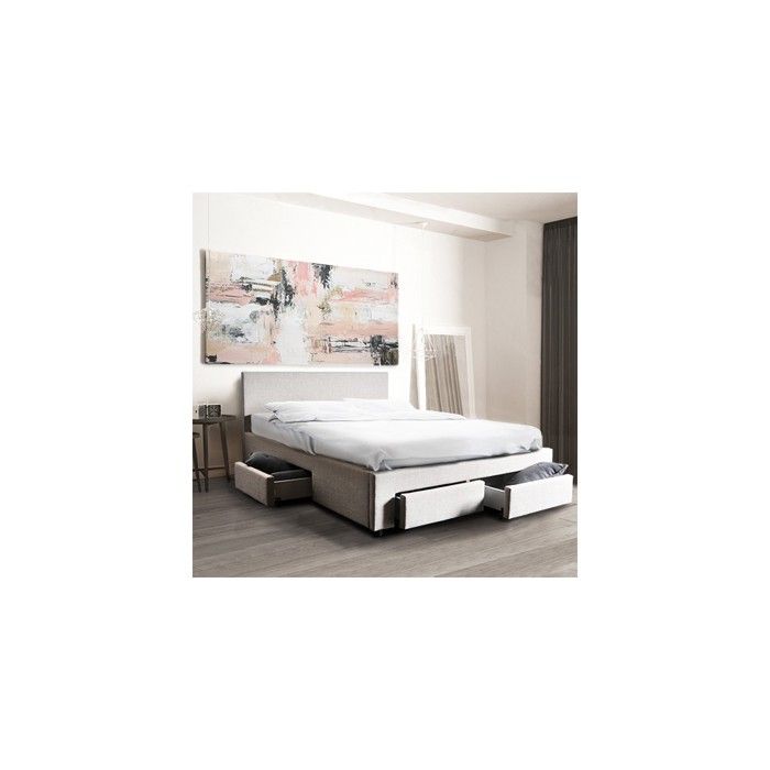 Lit LUGANO 160x200 + 1 sommier + 4 tiroirs / Gris clair