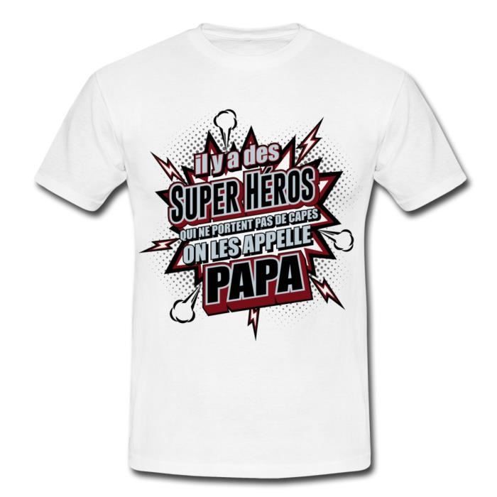 Citation Super Heros Sans Cape Papa T Shirt Homme De Spreadshirt Blanc Achat Vente T Shirt Cdiscount