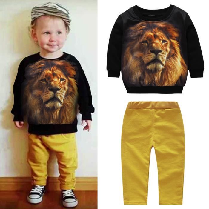 Ensemble De Vetements Bebe Garcon Animal Lion Pull Sweatshirt Pantalons Ensemble Vetements Noir 1222 Noir Cdiscount Pret A Porter