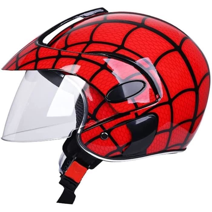 Casque Moto Enfant SUNSHXP - Style Spider Web - Pour 2-7 Ans - Avec Gants