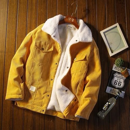 Manteau - caban,Veste en velours c?�tel?� pour homme,manteau ?�pais,chaud,d?�contract?�,en coton 