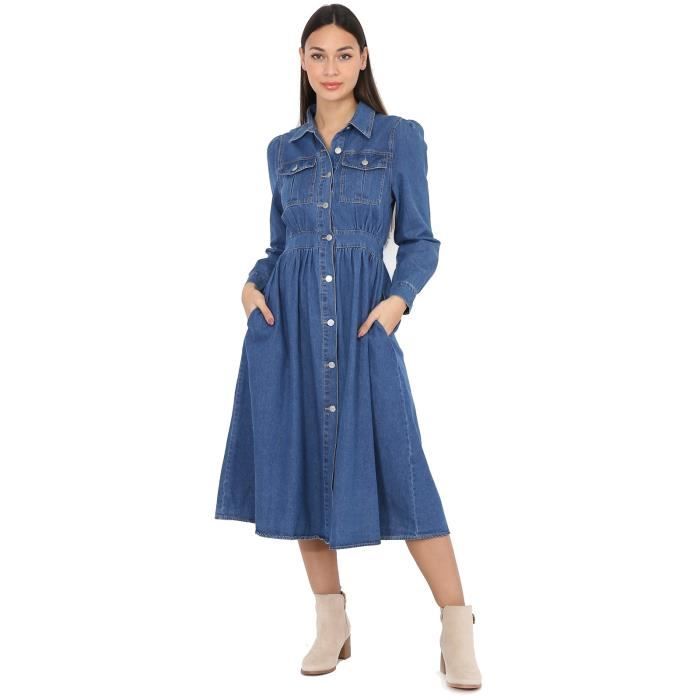 Robe mi-longue ?�vas?�e en jeans - Cdiscount Pr??t-?�-Porter