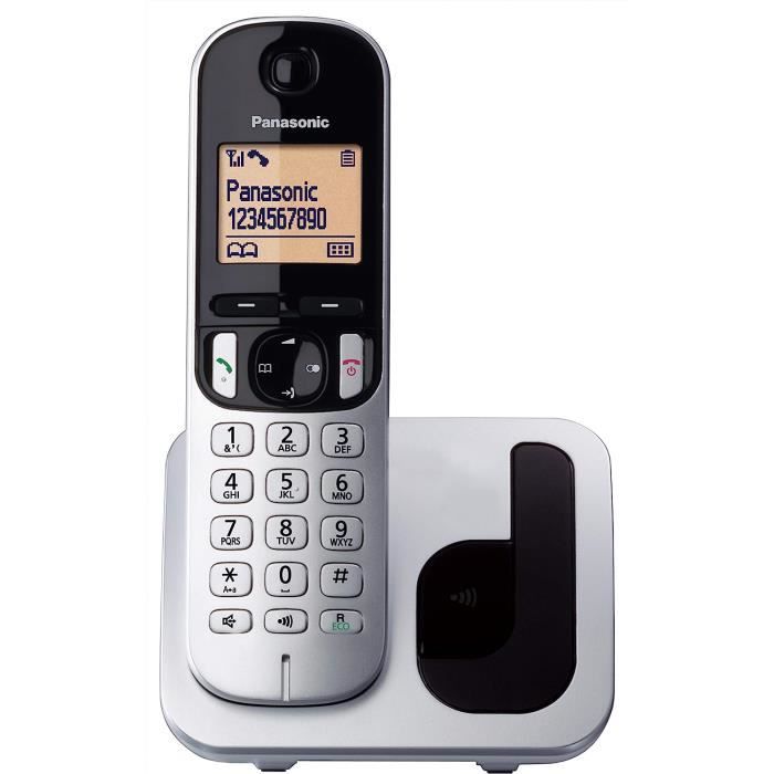 Téléphone Fixe Sans Fil Panasonic - KX-TGC210 - Argent - Répertoire 50 numéros - Réduction du bruit