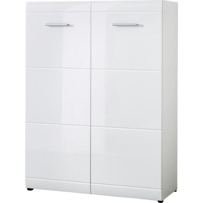 Meuble avec Vitrine en Panneau de Particules et MDF avec Étagères Blanc