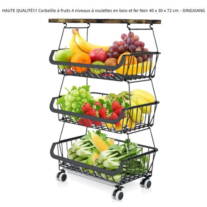 curfair 3 Etages Corbeille a Fruit,Desserte à Roulettes,Desserte Cuisine & Rangement Buanderie Châssis en Acier au Carbone,Panier Fruits et Légumes,Rangement Pomme de Terre (3 curfair 3 Etages Corbeille a Fruit,Desserte à Roulettes,Desserte Cuisine & Rangement Buanderie Châssis en Acier au Carbone,Panier Fruits et Légumes,Rangement Pomme de Terre (3