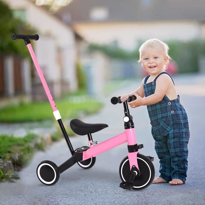 Tricycle Vélo Enfant, Tricycle Bébé Evolutif, Velo Enfants, Mini Draisienne, Siège Réversible, Repose-Pieds Pliable, Pédales [J657]