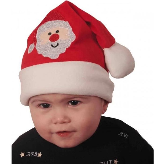 Bonnet Noël pour bébé rouge et blanc avec broderie père Noël (x1)  REF/NEUN159 - Cdiscount Maison