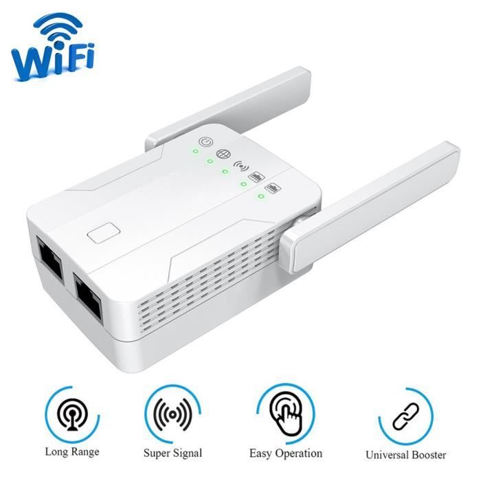 Répéteur WiFi Amplificateur WiFi 300Mbps 2.4GHz, Mini WiFi Extender, WiFi  Booster,Supprimez Les Zones Mortes, Antennes Interne, 2 Port Ethernet, WPS